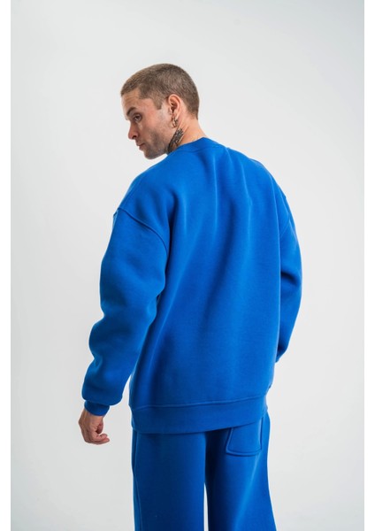 Uzun Kol Bisiklet Yaka Basic Sweatshirt - Mavi modelleri