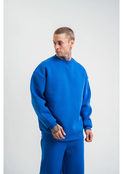 Uzun Kol Bisiklet Yaka Basic Sweatshirt - Mavi fırsatları