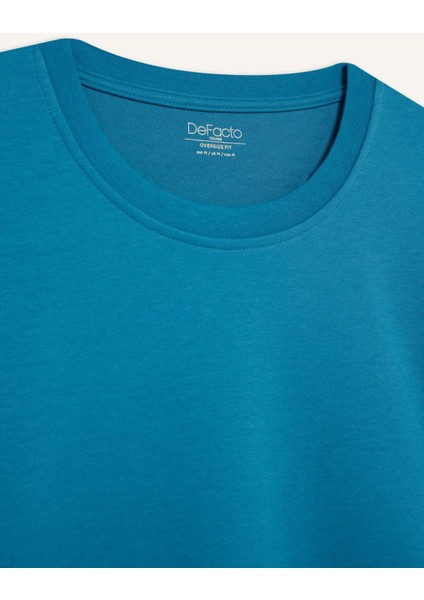 Oversize Geniş Kalıp Ütü Gerektirmeyen Bisiklet Yaka Kısa Kollu Basic Düz Ağır Kumaş Tişört X3926AZ25SP fiyatları