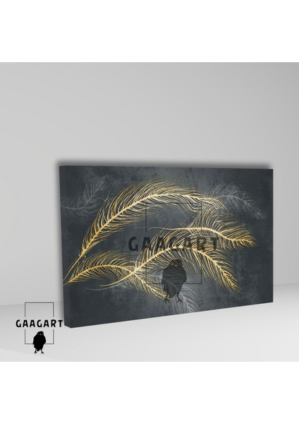 Tekli Yatay Kanvas Duvar Tablosu Gold Dal ve Yapraklar fiyatları