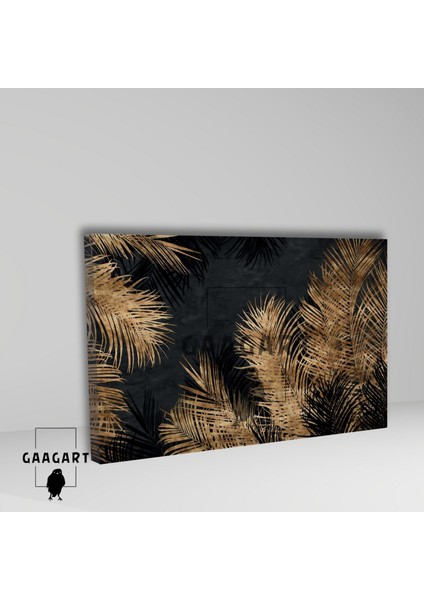 Tekli Yatay Kanvas Duvar Tablosu Siyah Kahverengi Yapraklar fiyatları