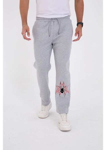 Oversize Üç Iplik Baskılı Eşofman Pantolon - Gri fırsatları