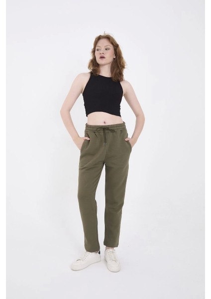 Unisex Üç Iplik Basic Eşofman Pantolon - Haki modelleri