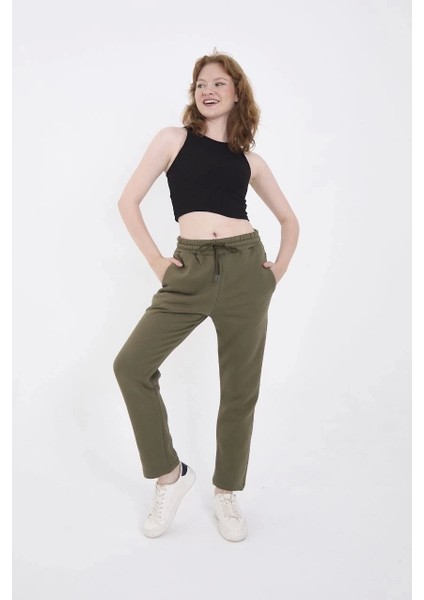 Unisex Üç Iplik Basic Eşofman Pantolon - Haki indirimleri
