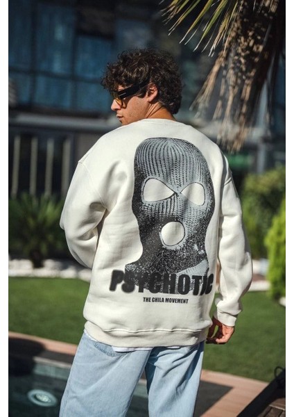 Kışlık Bisiklet Yaka Baskılı Sweatshirt - Beyaz modelleri