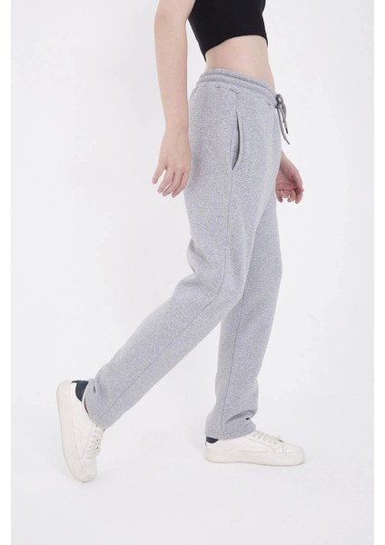 Oversize Boru Paça Baskılı Eşofman Pantolon - Gri fiyatları