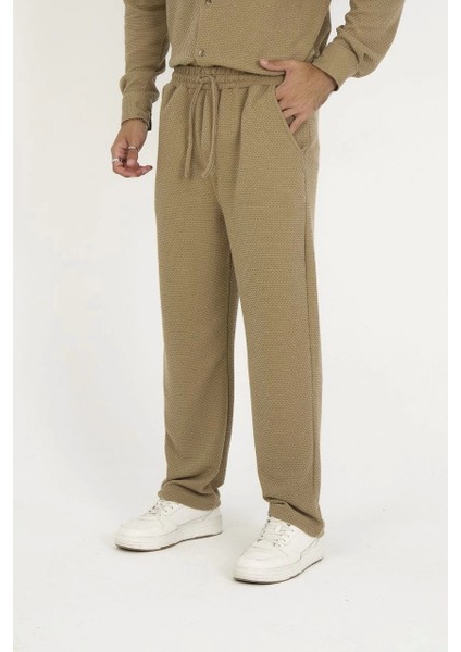 Jakar Kutu Desenli Baggy Eşofman Pantolon - Kahverengi fırsatları