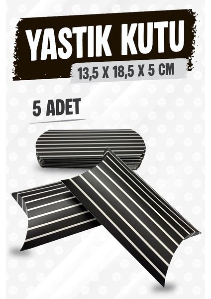 Yastık Kutu Karton Çizgili Hediye Kutusu 13,5X18,5X5 cm 5 Adet SIYAH-T1477 fiyatları