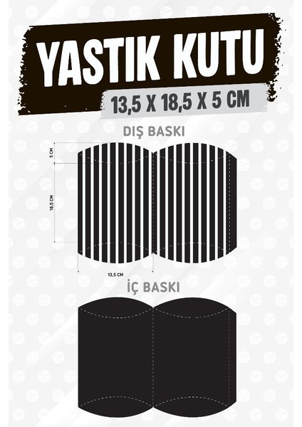 Yastık Kutu Karton Çizgili Hediye Kutusu 13,5X18,5X5 cm 5 Adet SIYAH-T1477 modelleri
