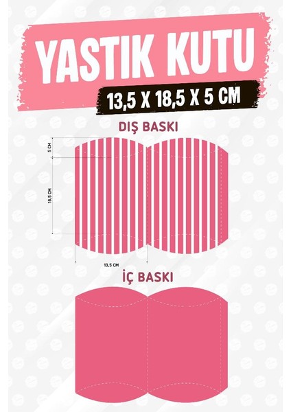 Yastık Kutu Karton Çizgili Hediye Kutusu 13,5X18,5X5 cm 5 Adet Pembe -T1476 modelleri