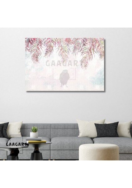 Tekli Yatay Kanvas Duvar Tablosu Sarkan Pembe Yapraklar