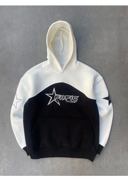 Parçalı Nakış Işlemelı Kapüşonlu Sweatshirt - Beyaz modelleri
