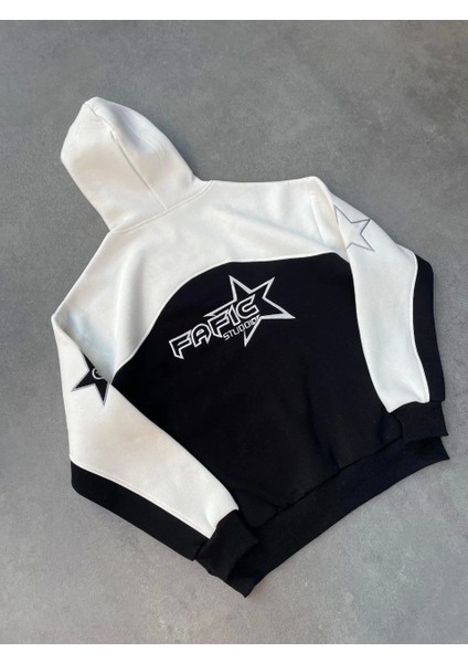 Parçalı Nakış Işlemelı Kapüşonlu Sweatshirt - Beyaz fırsatları