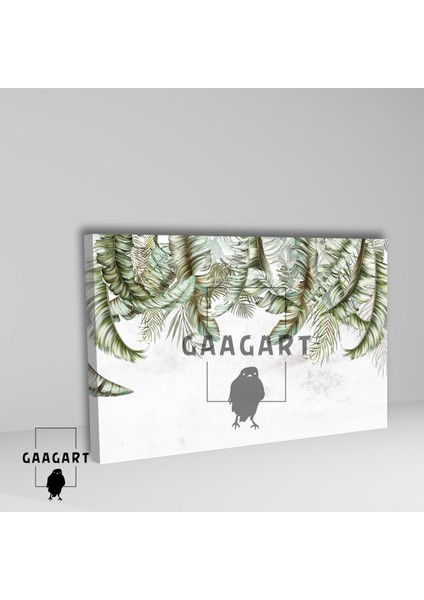 Tekli Yatay Kanvas Duvar Tablosu Beyaz Yeşil Yaprak Tasarımı fiyatları