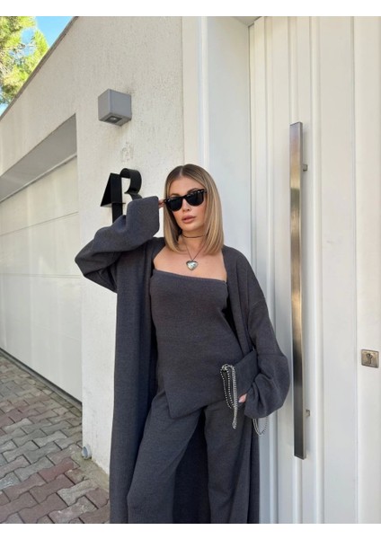 Kadın Triko Üçlü Takım - Füme fırsatları