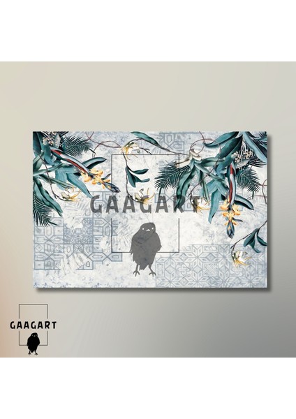 Tekli Yatay Kanvas Duvar Tablosu Geometrik Yaprak Tasarım modelleri