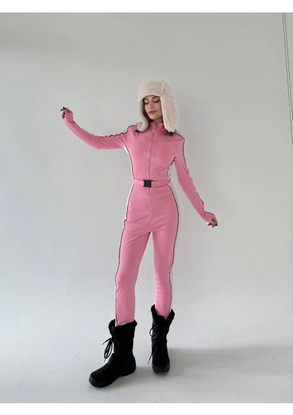 Kemer Detaylı Fermuarlı Tulum - Pembe fiyatları