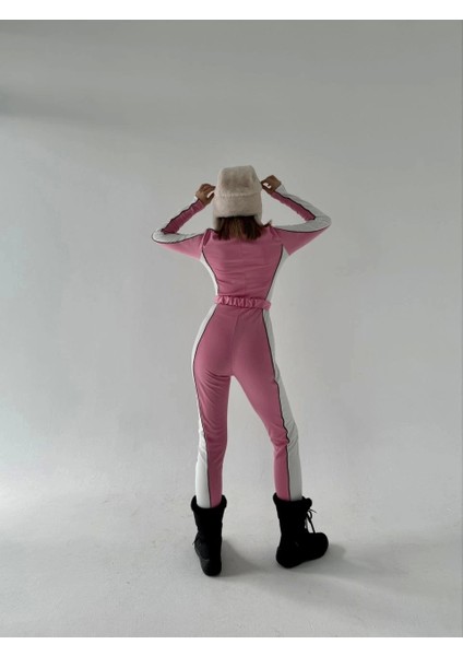 Kemer Detaylı Fermuarlı Tulum - Pembe indirimleri