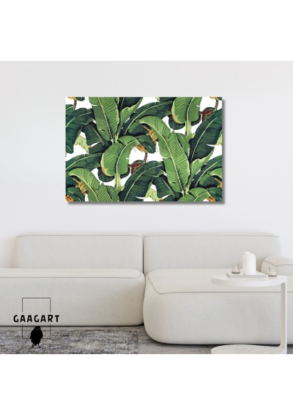 Tekli Yatay Kanvas Duvar Tablosu Yeşil Starliçe Yapraklar