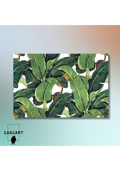 Tekli Yatay Kanvas Duvar Tablosu Yeşil Starliçe Yapraklar modelleri