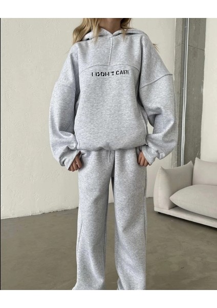 Nakış Işlemeli Üç Iplik Sweat Takım- Gri modelleri