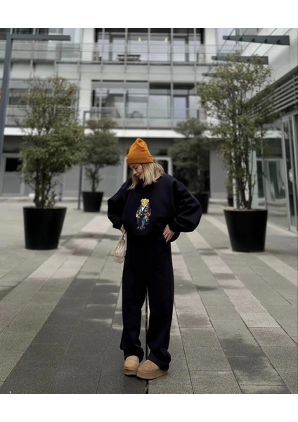 Bisiklet Yaka Üç Iplik Sweat Takım - Siyah fırsatları