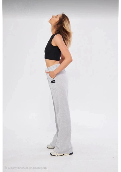 Iki Iplik Bol Paça Eşofman Pantalon - Gri