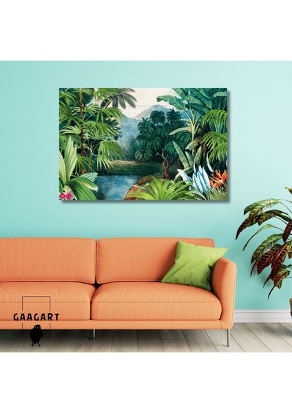 Tekli Yatay Kanvas Duvar Tablosu Palimiyeler ve Manzara