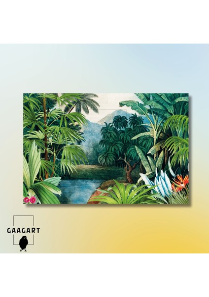 Tekli Yatay Kanvas Duvar Tablosu Palimiyeler ve Manzara modelleri