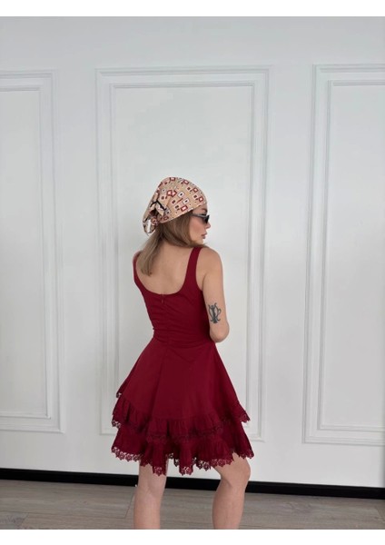 Mini Askılı Elbise - Bordo fiyatları