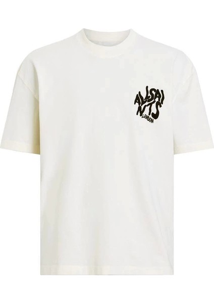 Erkek Baskılı Oversize T-Shirt - Beyaz indirimleri