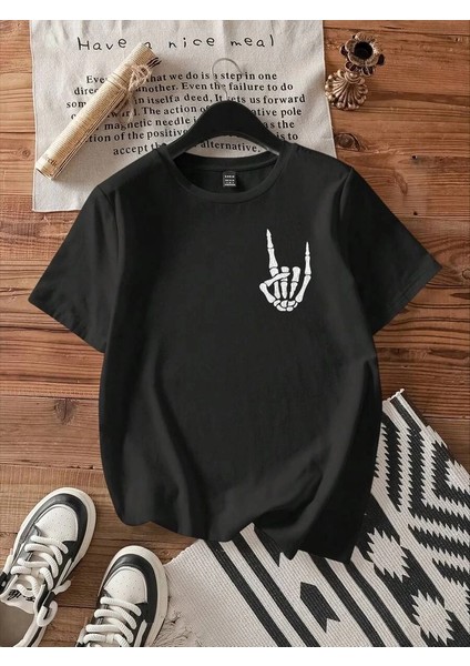 Baskılı Kadın T-Shirt - Siyah