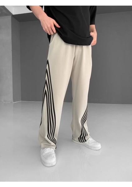 Iki Iplik Kumaş Şeritli Alt Esofman - Gri