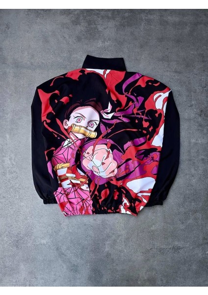 Fermuarlı Dijital Baskılı Rüzgarlık - Siyah modelleri