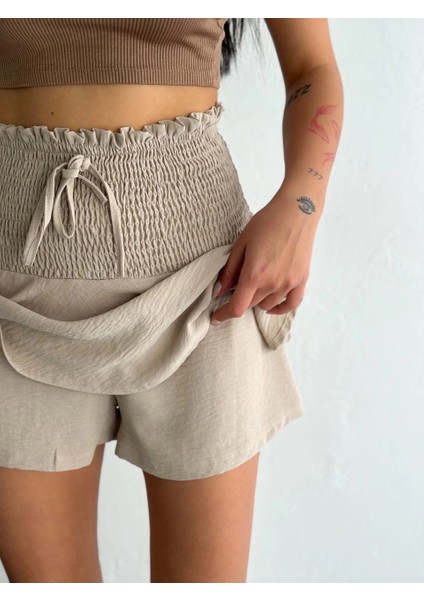 Ayrobin Şortlu Etek - Bej indirimleri