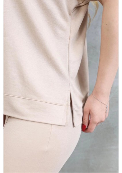 Osy Modal Yumuşak Dokulu Kumaş Bisiklet Yaka Kısa Kollu Takım - Bej fiyatları