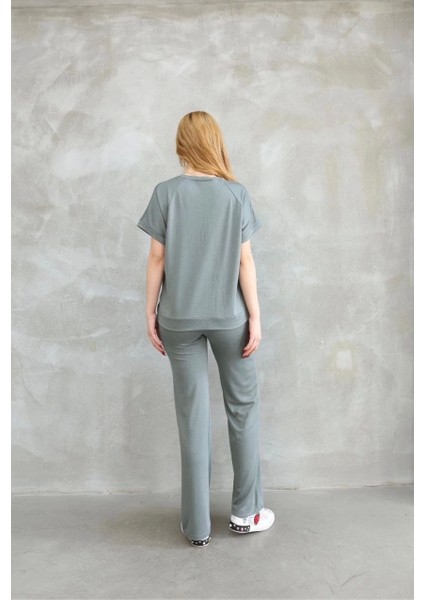 Osy Modal Yumuşak Dokulu Kumaş Bisiklet Yaka Kısa Kollu Takım - Mint Yeşili fiyatları