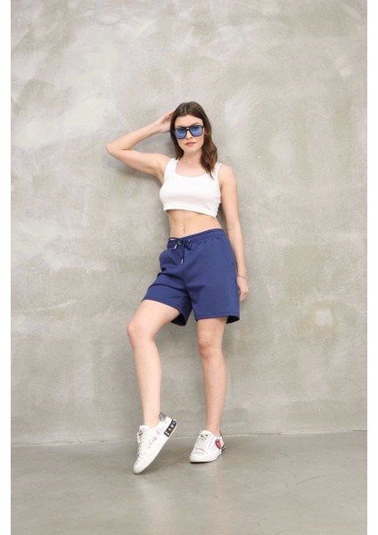 Osy Modal Yumuşak Dokulu Kumaş Kadın Kısa Şort - Mavi fiyatları