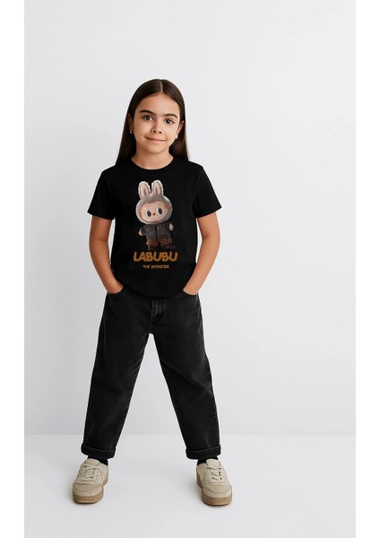 Kız Labubu Çocuk Baskılı T-Shirt - Siyah fiyatları