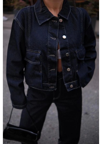 Kadın Denim Jeans Kot Takım - Siyah