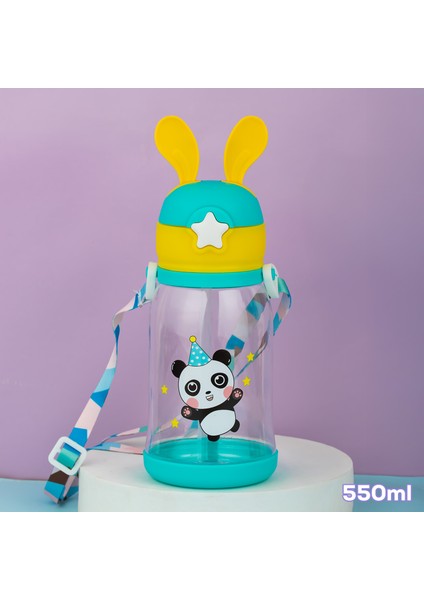 21.0009-2 Matara Tavşan Temalı Stickerlı Askılı Suluk - Su Şişesi - Yeşil 550ML