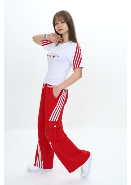 Kız Çocuk Ikili Eşofman Takım-Kargo Cepli Pantolon & Kısa Kollu Tişört – %100 PAMUK-AÜT-2034