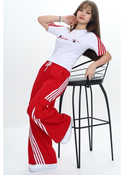 Kız Çocuk Ikili Eşofman Takım-Kargo Cepli Pantolon & Kısa Kollu Tişört – %100 PAMUK-AÜT-2034