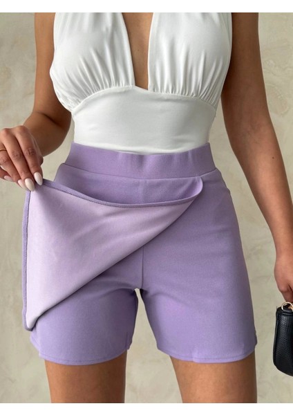Kapaklı Şort Etek Lila S208 modelleri