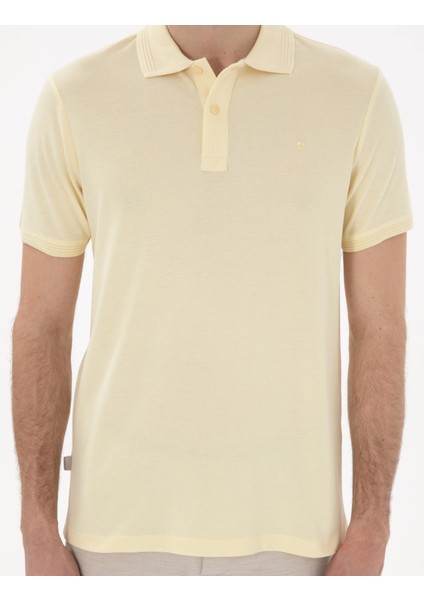 Sarı Erkek Slim Fit Kıvrılmaz Yaka Polo T-Shirt DMK.2131539.SUNNY.