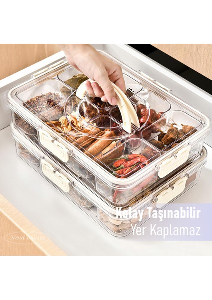 9 Parça Kahvaltılık Çerezlik Sızdırmaz Saklama Kabı Şeffaf Buzdolabı Düzenleyici Beyaz indirimleri