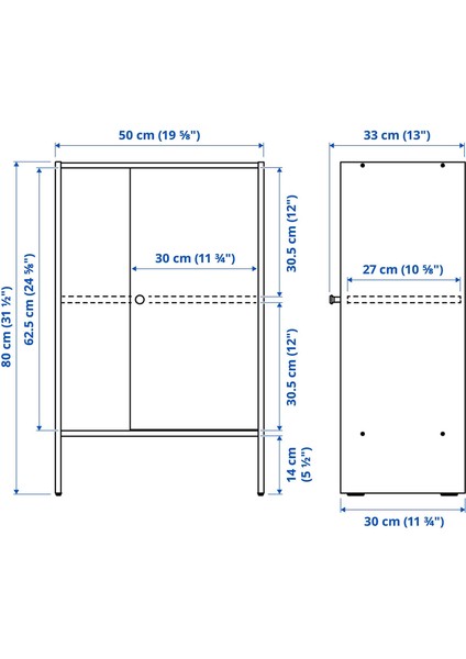 Baggebo Büfe 50 x 30 x 80 cm Beyaz Kapaklı Çok Amaçlı Dolap indirimleri