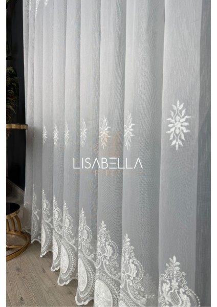 Sultan Esintisi Ttm Tül Zeminli Yumuşak Dökümlü Kadife Kord Nakış Ağır Tül Perde(1x2 Pileli Dikilmiş) fırsatları