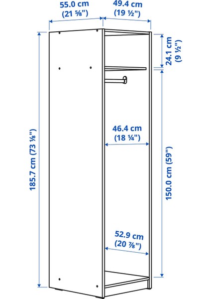 Gursken Gardırop 49 x 55 x 186 cm Açık Bej Tek Kapılı Elbise Askılı Duvara Sabitlenebilir fiyatları