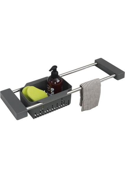 Gbmotion Gri Renk Ayarlanabilir Çok Fonksiyonlu Lavabo Düzenleyici – Kesme Tahtalı, Süzgeçli ve Raflı Sistem 43,5 - 77,5 cm (Ayarlanabilir Uzunluk) fiyatları